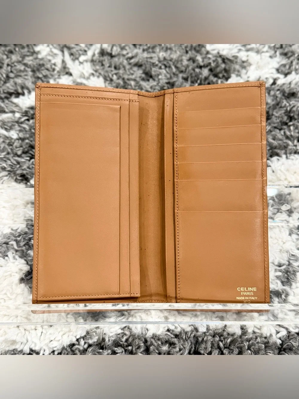 Preloved Vintage Celine Macadam Triomphe Long Bifold Wallet Brown Coated Canvas